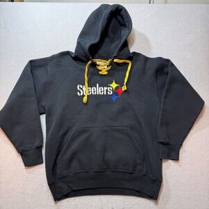 Vintage Pittsburgh Steelers Hoodie Men's Medium —‎ Black / NFL / Eagle / USA